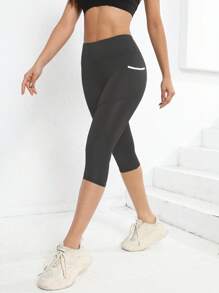 Pantaloni de yoga cu talie înaltă, cu buzunar, jambiere sportive subțire, subțire, pentru controlul burticii