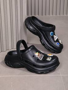 Men's Summer New Outdoor Breathable Hollow Sandals, Lightweight Slip-On Casual Sports Sandals, Thick Sole, Fashion Accessories, Beach Sandals - Black - View 1