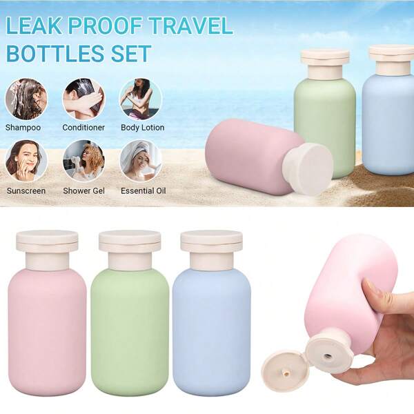 3PCS(100ml/3.38oz) Refillable Travel Shampoo Bottle Refillable Travel Conditioner Bottle With Flip Cap Refillable Travel Bottle Travel Toiletry Leakproof Squeeze Bottle With Cap Plastic Bottle Can Be Used In Dispensing Bottles For Shampoo, Lotion, Cream, Conditioner And Liquid Travel Essentials School School Supplies Holiday Camping Holiday Essentials Vacation Accessories Mini Perfume For Women Perfume For Men Perfume Beach