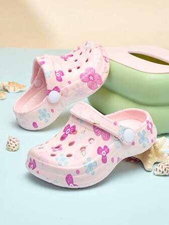 Kids' All Season Solid Color Slip-On Sandals, Waterproof Anti-Slip EVA Casual Fashionable Comfortable Thick Bottom Beach Slippers & Outdoor Slides