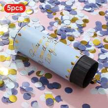 1/5/10 件五彩纸屑爆破器、彩色五彩纸屑手持扭曲礼品花管、毕业派对五彩纸屑、婚礼派对、母亲节、毕业装饰、性别揭示装饰、生日装饰、派对礼品、房间装饰家居装饰（请勿将发射管对准人或物体） - 藍色 - 查看 3