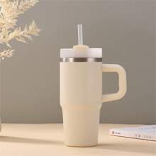 1-Piece Tumbler, Travel Mug With Lid, 14 Ounces Stainless Steel Insulated Water Bottle With Handle, Portable Drinking Cup For Car, Home, Office, Summer Drinkware, Travel Accessories, Birthday Gift
