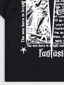 Men's Grunge Punk T-Shirt Streetwear Oversized Cotton Casual Modern - màu đen - Xem 3