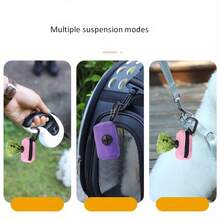 1 peça dispensador portátil de sacos para cocô de animais de estimação com mosquetão, sacos de poliéster para fezes de cachorro, adequado para cães e gatos, à prova de vazamentos, suprimentos essenciais de limpeza para animais de estimação - Multicolorido - Ver 3