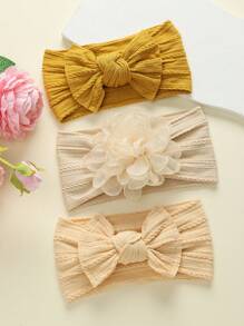 jralon Set de 3 diademas de flores de tul para bebés, bandas elásticas de nailon para bebés y niños pequeños, adecuadas para todas las estaciones