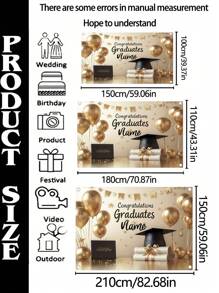 1 Stück bedruckbares Namens-Abschlussballon Hintergrundtuch 2025 - Schwarz und Gold Abschlusskappe, Polyester Gratulations Banner, Abschluss- und Feier Dekorationen, Raumdekorationen - Polyester, geeignet für Partys mit Fotoständen, Wanddekorationen, Zaunwände, Wohnzimmer, Schlafzimmer, Garagentore, Heimdekoration Geschenke, ohne Strom wiederverwend-bar, drei Größen wählbar