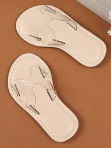 1 Paio di Sandali da Spiaggia in Gelatina Bianchi Taglia Oversize per Bambini/Bambine, Design con Cinturini in PU Trasparente Lucido, Punta Tonda, Piatti, Antiscivolo, Comodi, Stile Romano di Lusso e Carini, Adatti per Bambini e Bambine da 3 a 12 Anni, Casual, Festa, Viaggio, Primavera/Estate