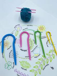 6pcs Plastic Crochet Hooks Set - Bent Needles, U-Shaped Bent Needles, ABS Plastic Big-Eye Needles, Knitting Tools For DIY Sweater Crafting