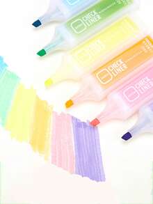 6-Piece Set Of Compact Fluorescent Markers, Cute And Cute Design - Perfect For Marking! - Multicolor - View 9