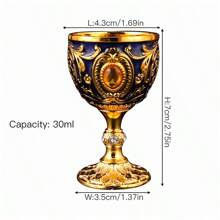 1pc European Vintage Faux Gemstone Metal Goblet, Suitable For Wedding Anniversary, Drinking Red Wine, White Wine, Champagne, Wine, Spirits