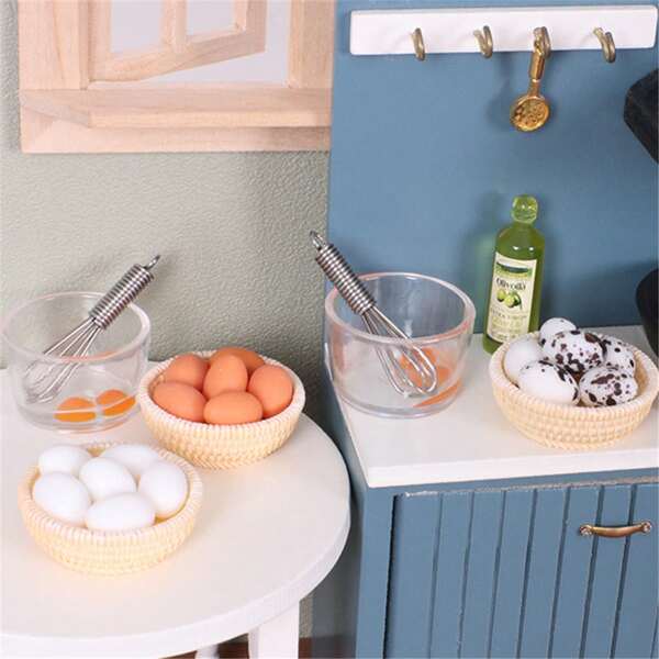 9 pièces/Set Mini Modèle de fouet d'œufs, accessoires de cuisine de maison de poupée, décoration de cuisine miniature, accessoire de photographie
