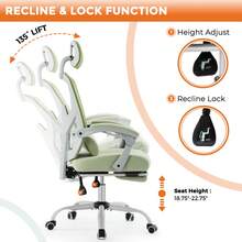 Sweetcrispy Office Computer Desk Chair, Ergonomic High-Back Mesh Rolling Work Swivel Chairs With Wheels, Comfortable Lumbar Support, Comfy Arms For Home, Bedroom, Study, Student, Green - Green - View 6