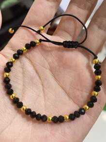 1 pezzo Braccialetto regolabile di lusso con perline in rame, cristalli arcobaleno e design minimalista creativo per donne