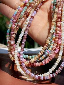 3-4mm Natural Seashell Beads, Colorful Disc Shaped Spacer Beads For DIY, 1 Strand Of Approx. 220pcs High Quality Shell Beads, Suitable For Making Bracelets, Necklaces, Earrings And Jewelry Accessories