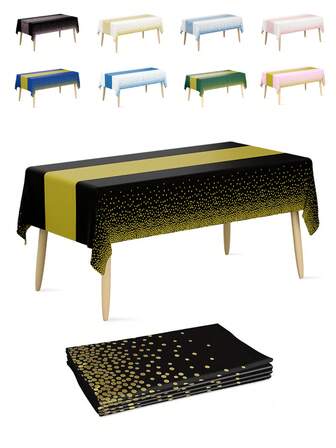 1 件，一次性矩形 PE 防水桌布 - 54x108 英寸（137x274 厘米）波尔卡圆点印花派对桌布 | 散装装饰，适用于毕业派对、婚礼、生日和单身派对