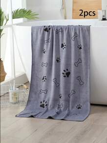 2 pièces/1 pièce Super douce serviette de séchage pour chien en microfibre, serviette de bain absorbante rapide pour toilettage des animaux de compagnie, convient aux petits et moyens chiens