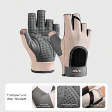 AD 1 Pair Women's Fingerless Workout, Fitness, Cycling, Motorcycle Riding Gloves, Anti-Slip Cushioned Design For Gym, Dumbbell, Yoga Training