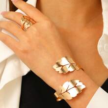 2pcs/Set Elegant Stainless Steel Smooth Water Drop, Starfish, Shell, Snake Geometric Multi-Element Bracelet And Ring Jewelry Set, Fashion Jewelry Gift For Women, Summer Beach