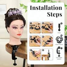 Cabeza maniquí de 24 pulgadas, muñeca maniquí de práctica para cosmetología y maquillaje con pelo, cabeza de peinado para trenzar y peinar con pinza de mesa + kit de peinado DIY - Multicolor - Ver 8