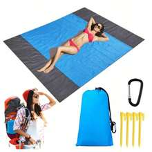Coperta da spiaggia, stuoia da picnic, stuoia anti sabbia, stuoia da spiaggia, stuoia impermeabile, extra large portatile 210 x 200 cm/78,7*82,7 pollici con 4 chiodi fissi per spiaggia, campeggio, giardino, parco, erba, viaggio, escursionismo. Tappetino da spiaggia leggero estivo anti-sabbia, per viaggi all'aperto, campeggio, arredamento per la casa, coperta da picnic pieghevole portatile.