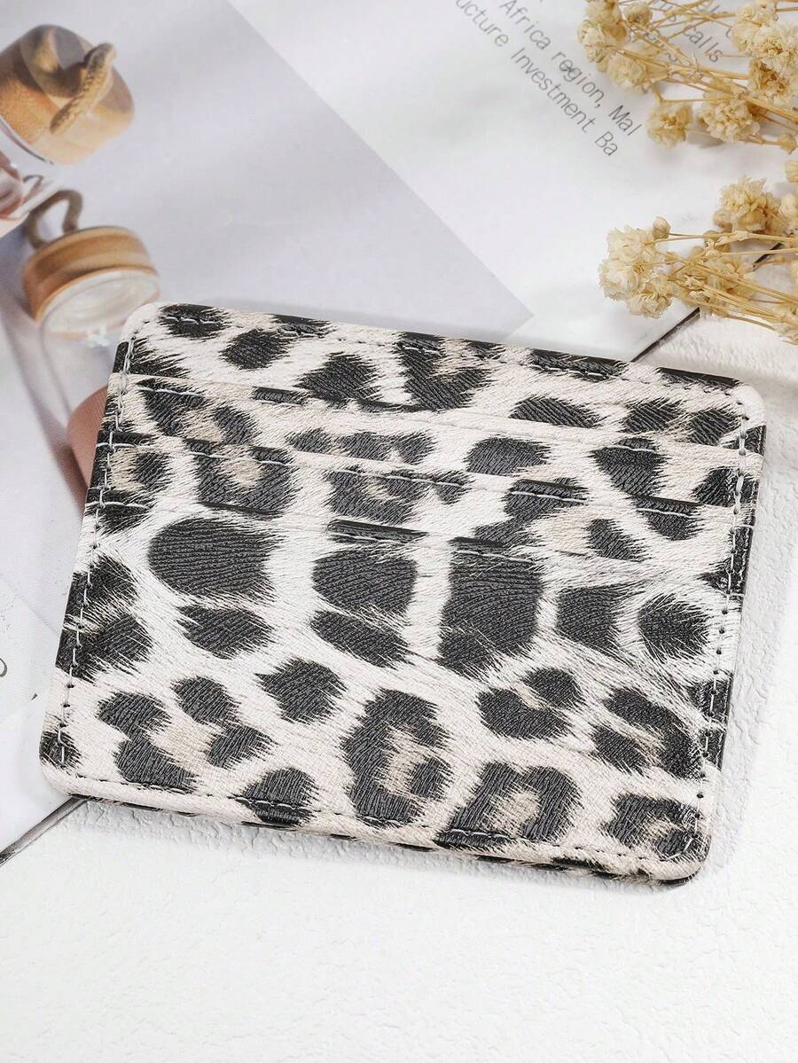 1pc Daily Credit/Debit Card Holder Organizer Leopard Pattern Multi-Slot Fashion Card Case Unisex For Women Card Wallet Wallet Mini Wallet Purse Wallet - Beige - View 1
