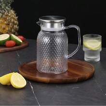 1pc Large Capacity High-Temperature Resistant Water Jug Pitcher - Perfect For Summer Drinks, Restaurant, Lemonade, Juice, And Tea Serving, Easy-To-Clean Design - Clear - View 12