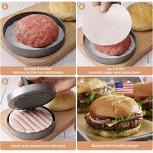 1 pièce Presse à hamburger antiadhésive en acier inoxydable - Outil parfait pour la mise en forme des hamburgers, facile à nettoyer, convient pour les garnitures de bœuf et de légumes, avec une surface rainurée pour des galettes grillées de manière uniforme