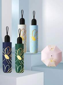 1 pieza Paraguas elegante y compacto de resina negra, resistente al viento y de doble uso contra el sol y la lluvia para mujer, regalo de verano para refrescarse, playa y viaje