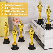 Golden Award Trophies,Gold Award Statues, 1/3/6pcs Mini Trophies, Plastic Trophy Award For Competition,Events, Sports, Party Decorations,Award Ceremony And Appreciation Gift - Multicolor - View 5