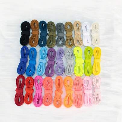 27pcs Classic Delicate Thick Solid Color Grid Canvas Shoelaces, Versatile For Casual Shoes