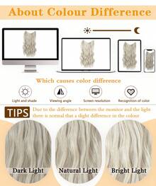 16" 20" Halo Hair Extensions Invisible Wire Hair Extensions With 2 Clips Synthetic Wavy Hairpiece Adjustable Transparent Headband For Women - Ash Blonde - 查看 6