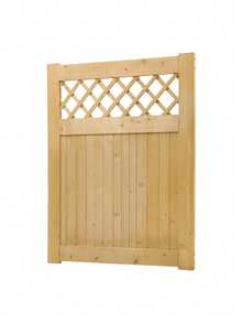 LIVINGANDHOME Living And Home Diyspace Premium Rhombus Wooden Garden Gate - Rustic Slatted Design With Lattice Top (90cm Wide, 4 Height Options) - Natural 90cm W X 2.3cm D X 150cm H - View 3