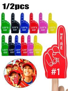 1/2pcs Multicolor Sports Party Favors,Foam Hand Finger,Finger Hand Pompom,Mini Foam Hand #1,Portable Cheering Props Atmosphere,For Basketball Baseball Football Cheerleading Gifts,Concerts,Sports Events,Games,Festive Gatherings,Weddings,Birthday Party Supplies,Mother's Day,Graduation,Football Games,Soccer Games,Basketball Events,Baseball Games,Sports Themed Parties - Multicolor - View 1