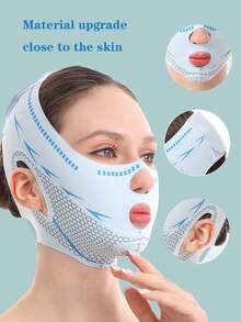 1PC-Facial Bandage, Surface With Patterns, Facial Lifting Mask, Sleeping Mask, Chin Strap, Facial Beauty Lifting Belt, Lifting Mask Can Be Used Sleeping, Exercising And Yoga. They Are Lightweight, Breathable, And Upgraded Material, No Wrinkles When Wearing.