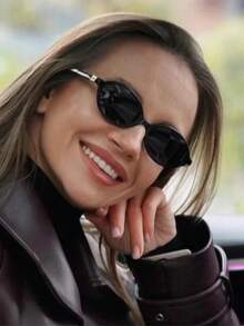 Women Half Round  Retro  Protection Fashion 2025 Stylish Durable - Hitam - View 2