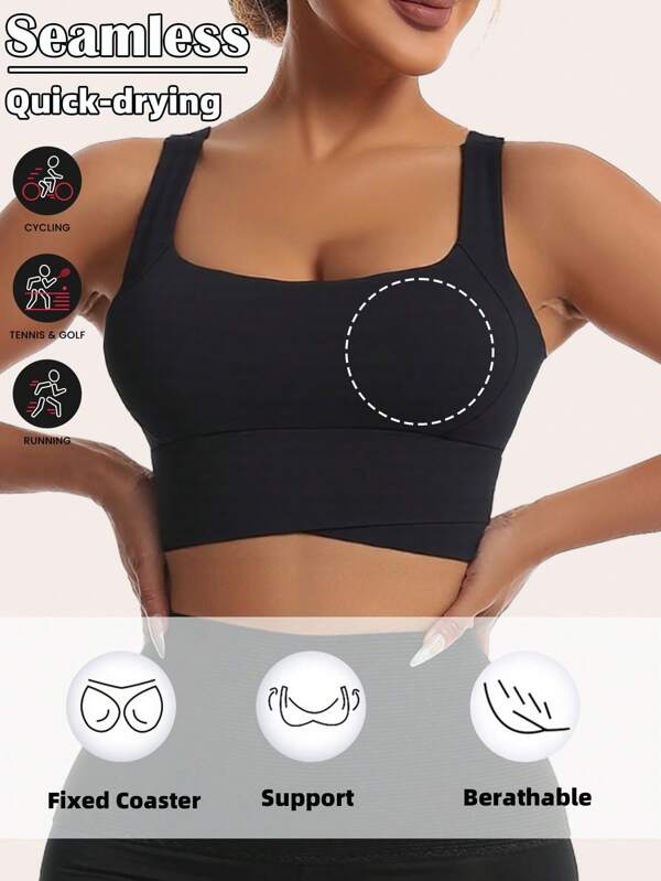 Sujetador deportivo con tanque de yoga transpirable con función de absorción de impactos y recogimiento, que le brinda una hermosa forma de espalda. Camiseta de entrenamiento para gimnasio