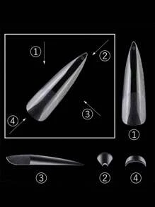50 pezzi/240 pezzi Unghie finte da donna e ragazze in gel extra lunghe a stiletto con estremità matte, 2 in 1 per manicure