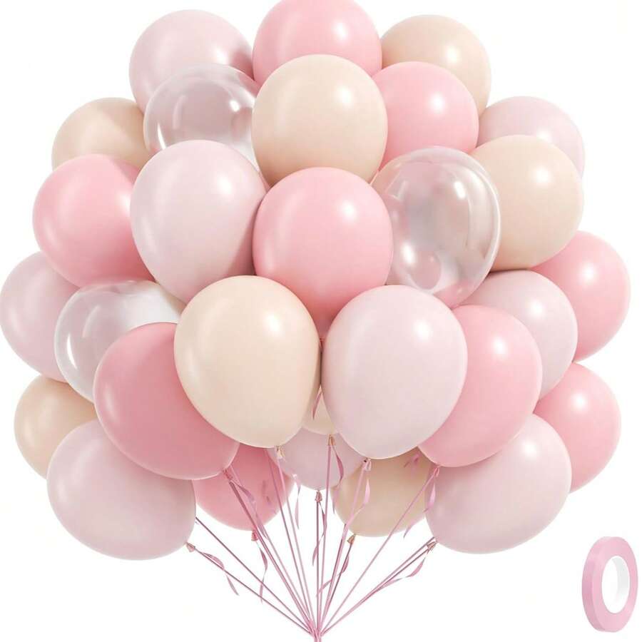 21 quả bóng bay màu hồng nhạt 10 inch với bóng bay trong suốt màu hồng nhạt để tiết lộ giới tính cho tiệc sinh nhật BabyShower - Nhiều màu - Xem 1