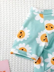 Cute Cat & Dog, Small Sunflower Print Design Pet - Blue - View 5