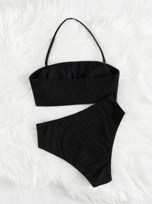 Conjunto de bikini de unicolor, estilo talla grande reciente europeo y americano, para playa