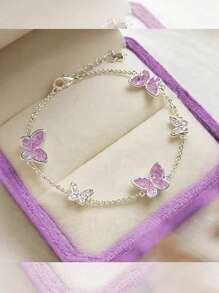 Exquisite Luxurious Blue Butterfly Crystal Bracelet For Women, Summer 2024 New Fashion Jewelry