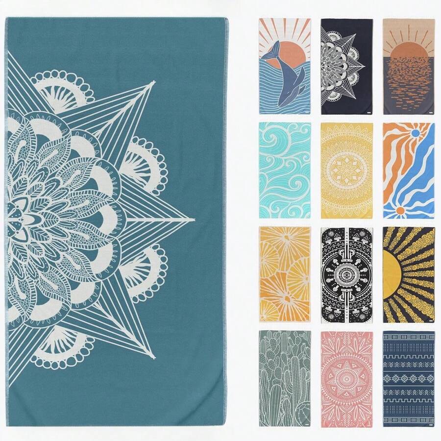 Sand Free Beach Towel, Quick Dry Microfiber Bath Towel, 31''x71'' Oversized Beach Blanket, Lightweight For Travel - 15 - Xem 1