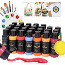 Ensemble de peinture tissus vibrant de 14 couleurs avec pinceaux, palette et planche à dessin - 14/26 couleurs, chaque tube de 30ml/1,01oz, pigment riche, parfait pour les artistes, les artisans, les étudiants, produits artisanaux, peinture sur vêtements, ensemble de peinture acrylique pour tissus, 12/24 couleurs, ensemble de peinture pour tissus de 12ml/0,4oz, rentrée scolaire, fournitures scolaires