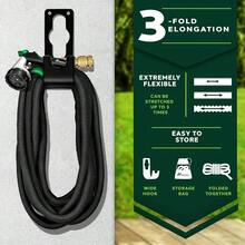 Expandable Garden Water Hose Pipe- 8-Pattern Spray Gun Anti-Leakage With Brass Fittings, Triple Latex Core & Hose Hook/Hanger, Magic-Hose Pipes - Black - View 4