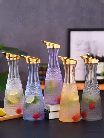 1pc Plastic Colorful Juice Water Pitcher, Upgraded With Gold-Plated Bird-Shaped Spout Design, Smooth Pouring, Unique Style, Thickened Material Shockproof & Heat-Resistant, Suitable For Home, Hotel, Outdoor Camping, Party