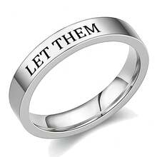 1pc Stainless Steel Motivational Ring - "Let Them" Engraved Ring, Gift For Sisters, Best Friends, Self-Worth Inspiration