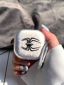 Galaxy Buds Pro/FE/Live/Buds 2 无线蓝牙耳机透明黑/红蜘蛛保护壳，防摔全覆盖 - 黑色 - 查看 1