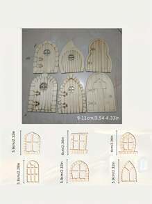 12pcs Wooden Miniature Fairy Door DIY Kit, 3D Wooden Structure With Mini Windows, Suitable For Rustic Garden Craft Set, Wall Home Party Decor