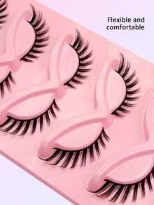 Asiteo 5 Pairs Eye Tail Elongation Fox Eye False Eyelashes Faux Mink Lashes Suitable For Stage Party Festival Use - 狐狸眼睫毛 - 查看 6