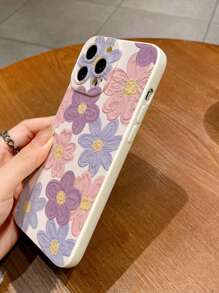 Floral Painted Beige Simple Design Compatible With IPhone/ Galaxy/ Redmi Series Phone Cases
